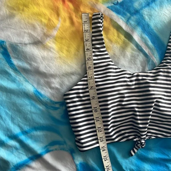 Striped Black and White Bikini Top with Pink Aerie High-Waist Bottom Set - Picture 14 of 14